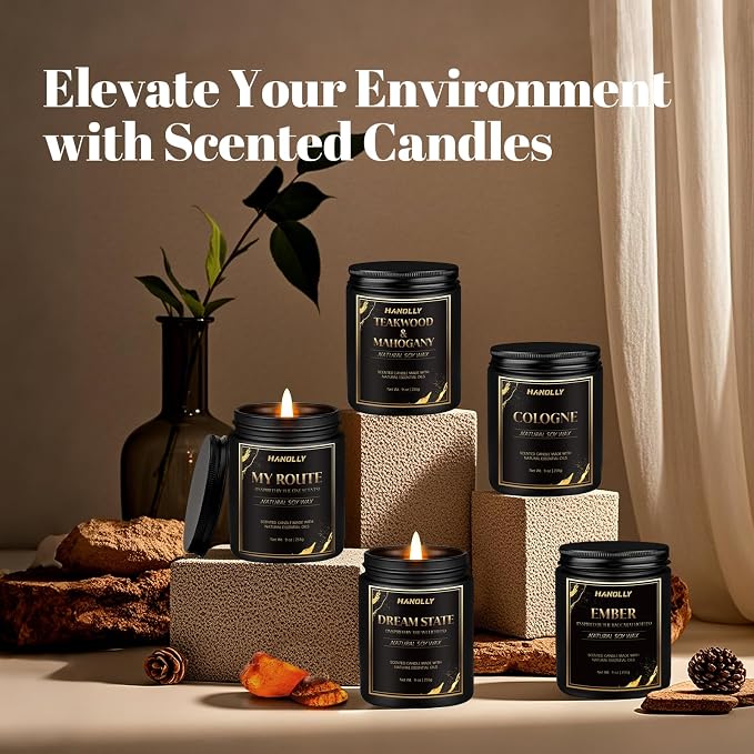 Cologne Candle,9 oz Scented Candles for Home Soy Candle Wax, Birthday Fathers Gifts for Father Dad, Masculine Aromatherapy Candles for Men, Perfect for Creating a Classic Ambiance