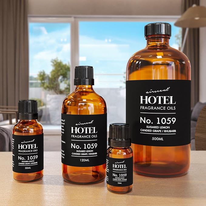 AirScent Hotel Diffuser Oil No. 1059 Inspired by the Hotel Scent Renew - Sugared Lemon Candied Grape Rhubarb - Fragrance Oil for Ultrasonic and Waterless Diffusers and Crafting - 30 mL, 1 fl oz