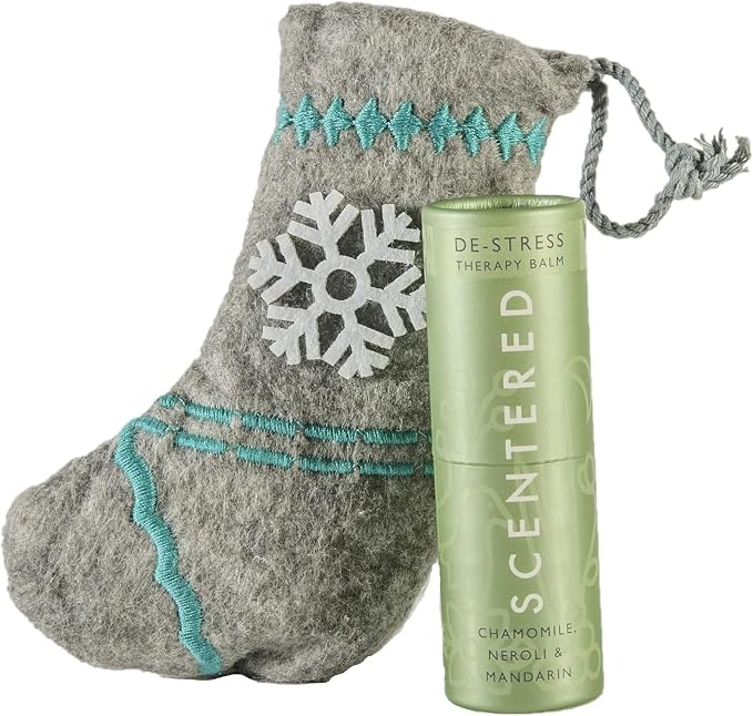 Scentered Aromatherapy De-Stress Balm Christmas Stocking Gift for Stress Relief - Essential Oil Roll On with Chamomile & Rosemary - Calming Relaxation - Self-Care Stocking Stuffers for Women