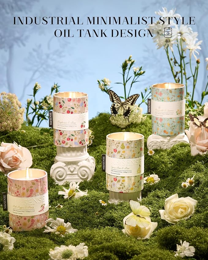 M&SENSE Spring Candle 11.3 oz,Honeysuckle Jasmine Scented Candle, Non-Toxin Soy Wax for Home Scented, Floral Candles for Women, Up to 70 Hours Burning Long-Lasting Fragrance