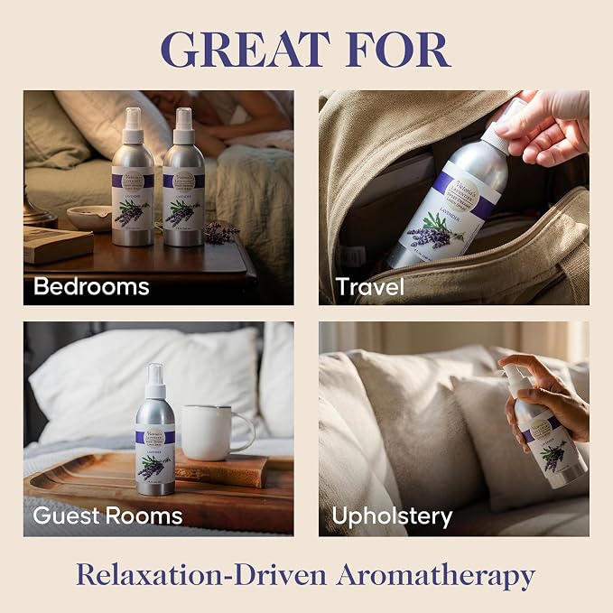 Victoria's Lavender Linen Spray - Aromatherapy Pillow Mist & Linen Spray for Bedding, Soothing Lavender Essential Oil Pure Blend for Bed & Pillows, Relaxing, Handmade in the USA - 2 Pack, 8 oz