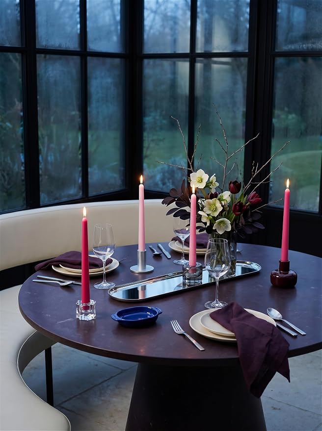 10" Classic Taper Candles, Three Pink Shades, 7-8 Hours Long Burning, Unscented Tall Candlesticks
