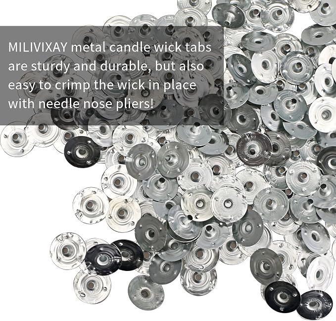MILIVIXAY 400pcs Candle Wick Tabs - 2 Size Multi-Purpose Wick Tabs 20mm 12mm Perfect for Wide Variety Wicks.