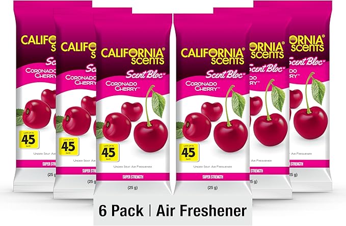 California Scents Power Bloc Car Air Freshener, Coronado Cherry Scent, 6 Pack