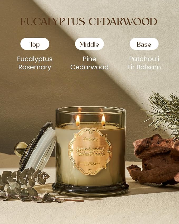 M&SENSE Eucalyptus Cedarwood Soy Candle, 2 Wick 75H Home Decor | Non-toxic, Long-lasting Aromatherapy Candles Relaxing Scent,Housewarming Gift