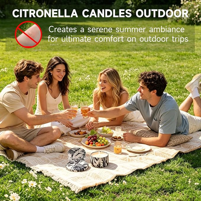 Citronella Candles Outdoor, 12 Pack Natural Soy Wax Citronella Candles, 300 Hours Long-Lasting Burn Citronellas Candle for Backyard, Garden, Patio and Camping