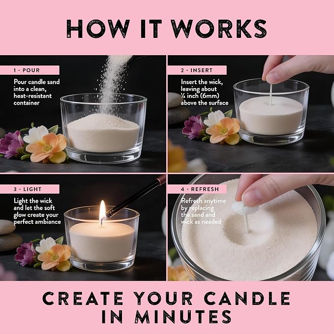 Pearled Candle Sand 10.5 oz (300g) – Rose Bloom Scented Candle, Pink Color, Relaxing Aromatherapy, Home Decor, Stress Relief, Long-Lasting Burn