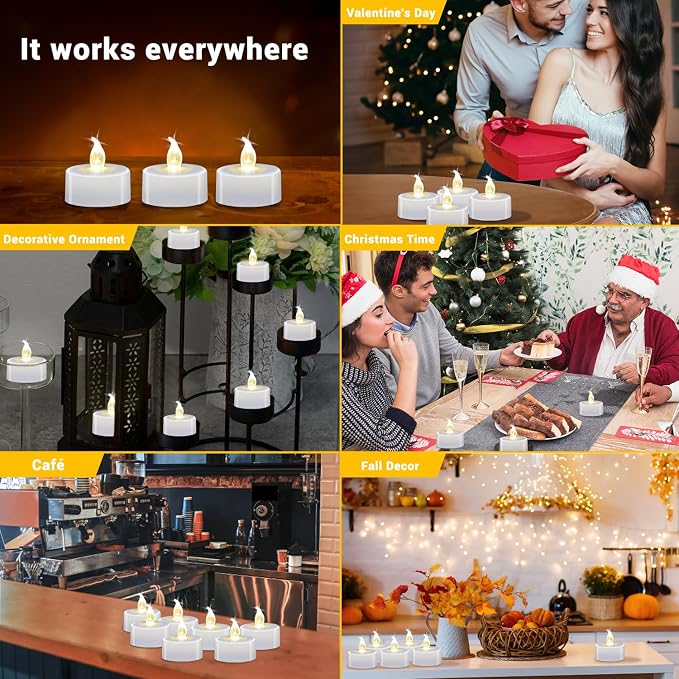 100 Pack LED Tea Lights Bulk, 200+ Hours Long Lasting Battery Operated Flameless Candles for Wedding Centerpieces, Proposal Decorations, Valentine's Day & Event Decor (Warm White)