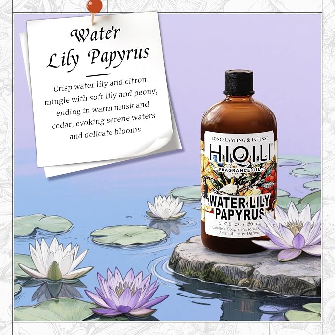 HIQILI Water Lily Papyrus Fragrance Oil for DIY Soap, Inspired by ISY-Myake L.d'Isy, Perfume, Candle Making, Fresh Scents for Laundry Dryer Balls, Gifts- 5.07 Fl Oz