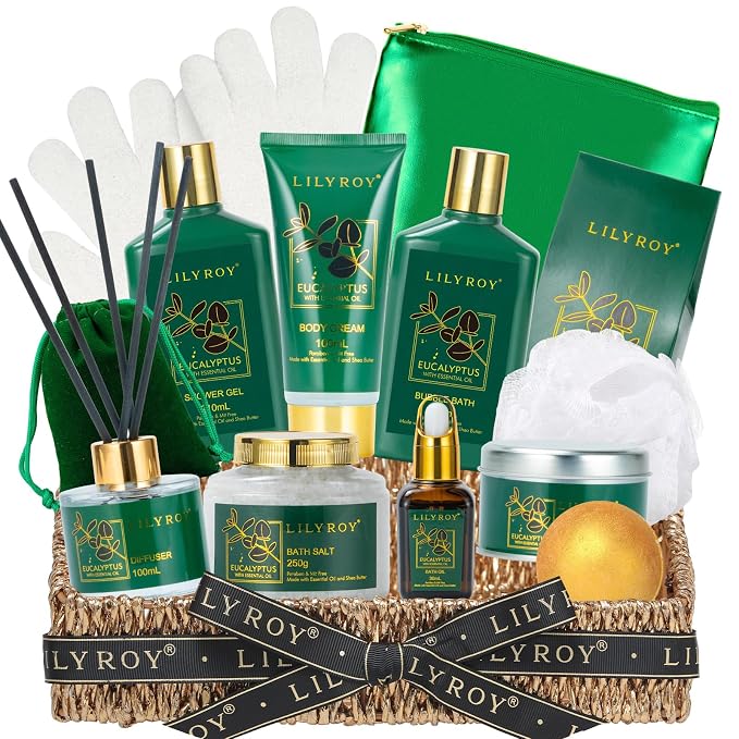 Eucalyptus Spa Bath Gift Set, 15Pcs Premium Spa Gift Baskets for Women & Men