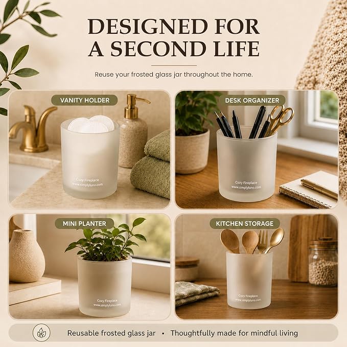 Cozy Fireplace | Tobacco & Wood Scented Candle | 14oz Soy Wax Large Candle | 50+ Hour Long Lasting Candle | Fall and Winter Home Scent| Luxury Jar Candle | Luxury Gift Box for Men
