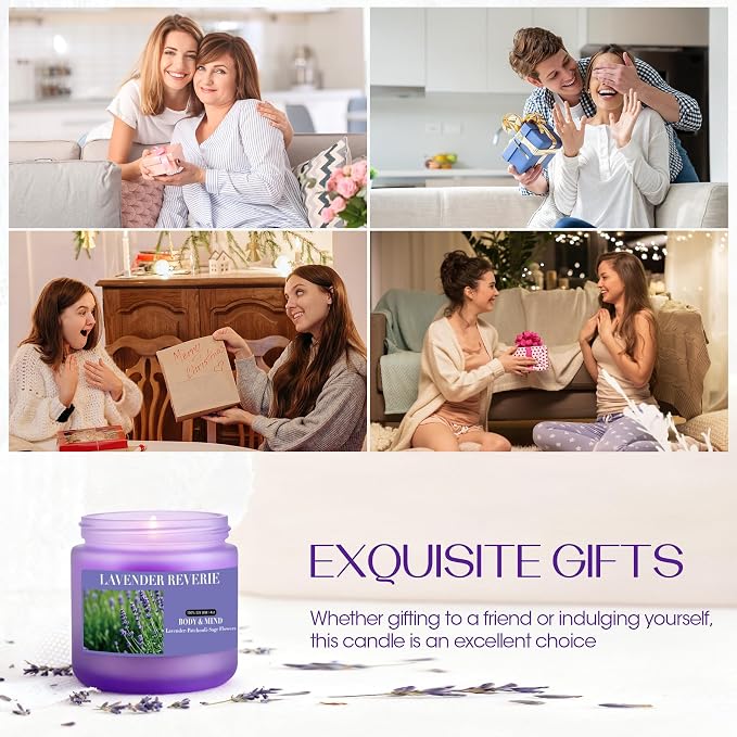 Lavender Scented Candles, 4oz Jar Aromatherapy Soy Wax Candle for Home, Candles Gifts for Women Mom, Fragrance Ideal for Relaxation Stress Relief & Meditation