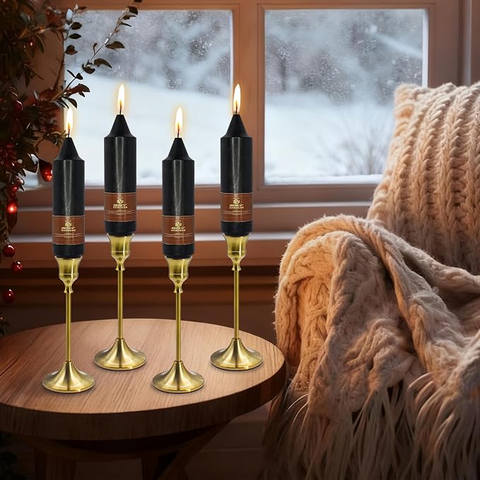 Unscented Halloween Taper Candles Sticks 4 Pack Black Taper Candlesticks 5 inch Cute Taper Candles Stick Candles for Halloween Party Home Décor