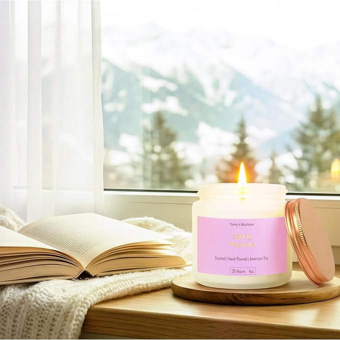 3 Pack Scented Candles for Home Aromatherapy Candle Gift Set Soy Wax Long Lasting Gift Birthday Mother's Thanksgiving Day Present (White Jar (Peach Oolong + Rose + Magnolia)