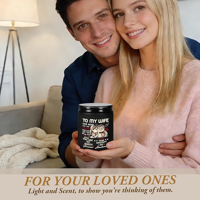 to My Wife Gifts - Birthday Gift for Wife from Husband, Christmas Gifts for Her, Anniversary Valentine's Day Wedding Bride Present, Romantic Lavender Scented Candle - Black