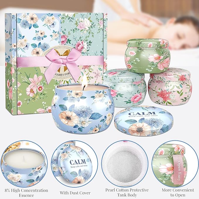 BlissfulOasis Scented Candles Set, 35.2 oz 8 Pack Home Scented Candles, 200-240 Hours Candle Set for Men and Women, Long Lasting Soy Aromatherapy Birthday Gift, Valentine's Day, Mother's Day(2 Sets)