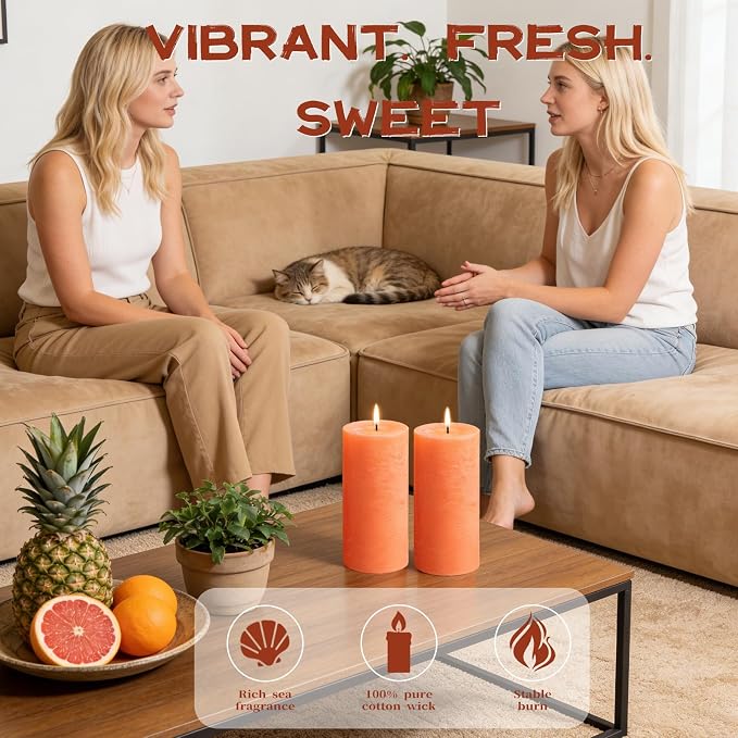 Fruity Scented Pillar Candle - 2.8x6 Inch, 75-Hour Burn, Pineapple & Grapefruit Luxury Aromatherapy Candle, Sweet Fruit Scent Pillar Candles for Home, Natural Fragrance Candle for Air Purify