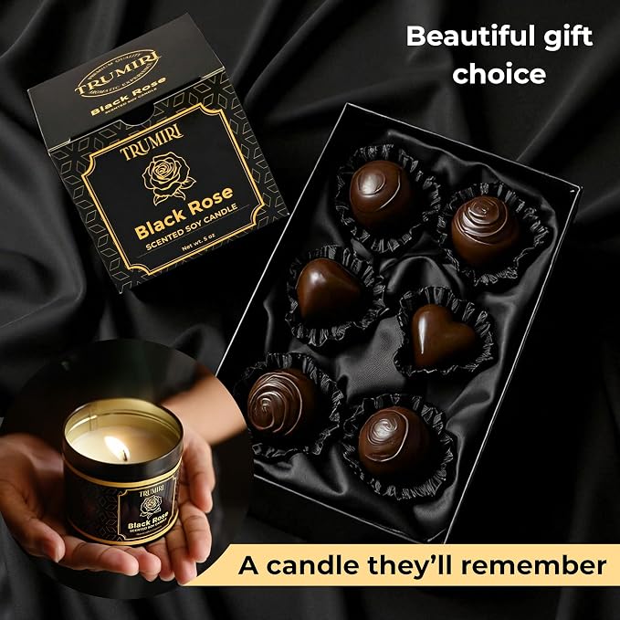 Black Rose Candle Strong Scented Soy Candel Natural Non Toxic Velas Aromáticas Gift for Women Pack of 1 5Oz Decorartive Travel Tin