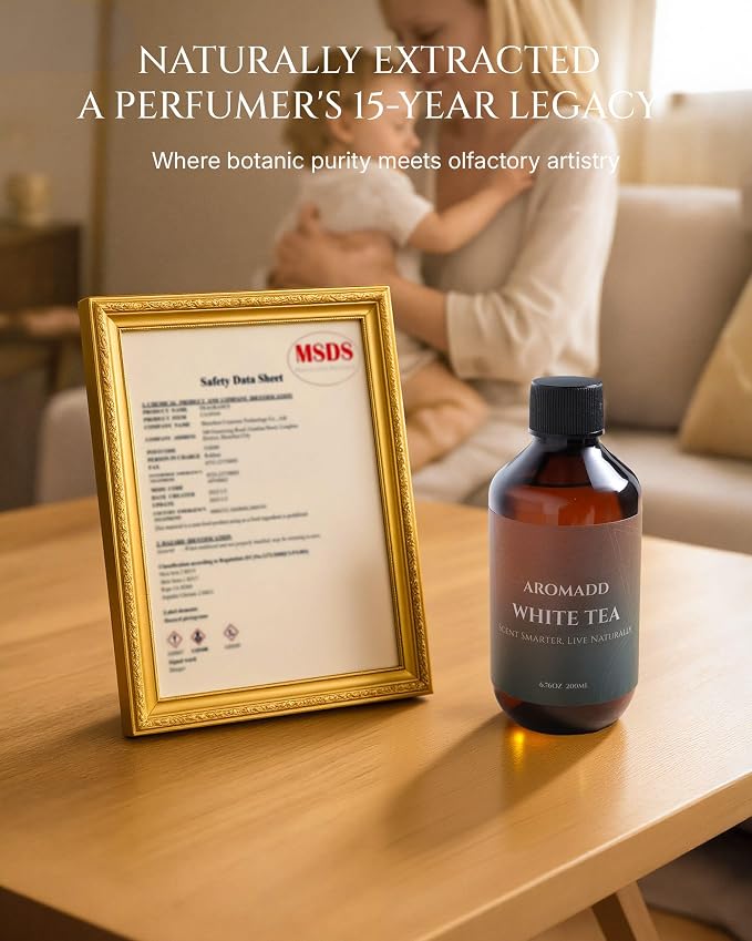 Aromadd White Tea Diffuser Oil Inspired by Luxury Hotel Scent, Premium Fragrance Oils for Waterless Diffuser, White Tea & Bergamot, Long-Lasting Home Fragrance - 6.76 fl oz (200 mL)