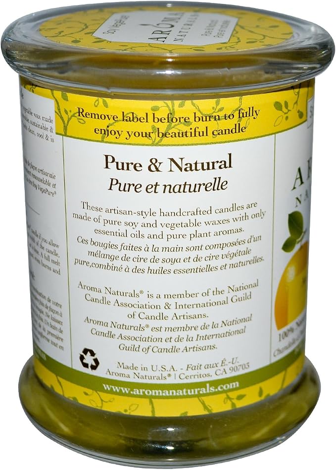 Aroma Naturals Soy VegePure®, 100% Natural Soy Essential Oil Candle, Ambiance, Orange & Lemongrass, 8.8 oz (260 g)