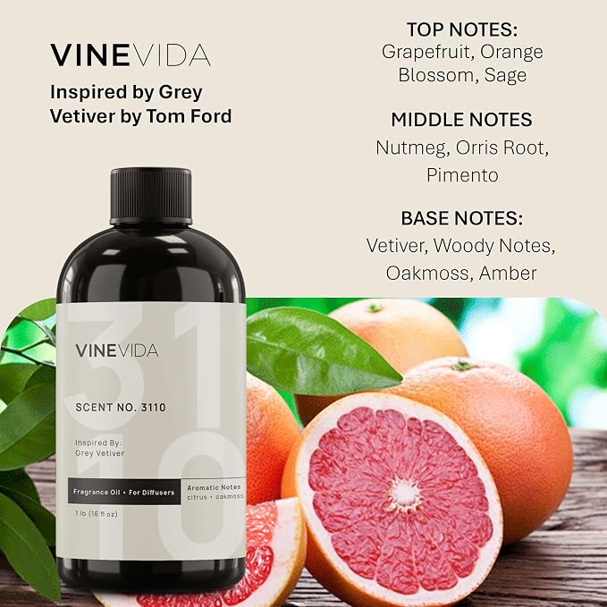 VINEVIDA [16 Oz] Inspired by: Grey Vetiver; Diffuser Oil Refill | Premium Scent Diffuser Oil for Home | Non-Toxic Fragrance