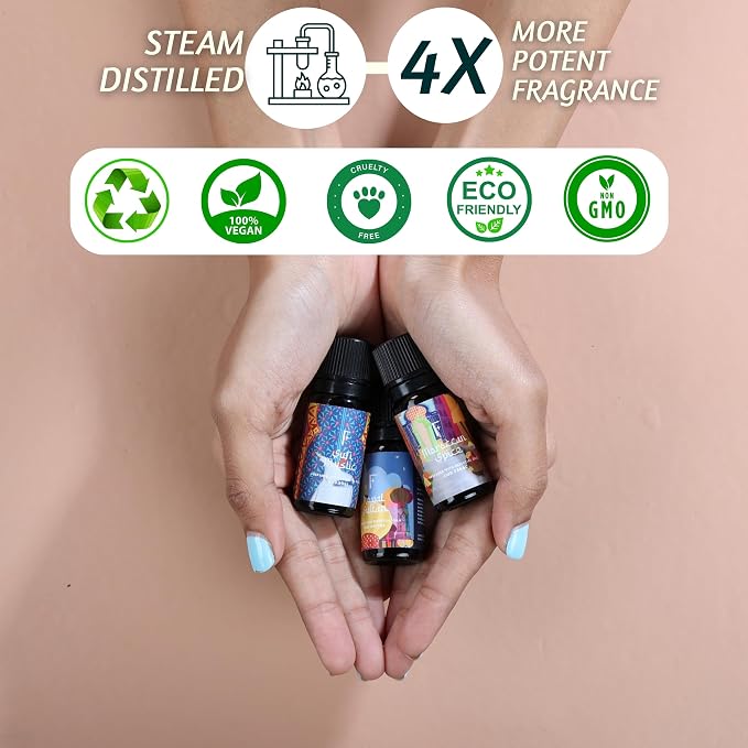 Folkulture Essential Oils Set for Diffuser | Pack of 3 Exotic Aromatherapy Oils | Oud Rose, Oud Tobacco & Amber Scents | Home Fragrance Gift Set for Relaxation & Eid Gifts | Arabian Nights