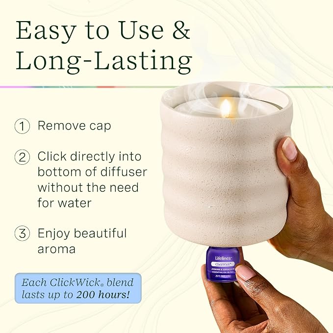 ClickWick Essential Oil Blends for Lifelines Diffusers, 3-Pack in Bloom Set - Essential Oil Blend Refill for Candle, Plant & Shower Aromatherapy Diffuser - Fragrance for Diffusers