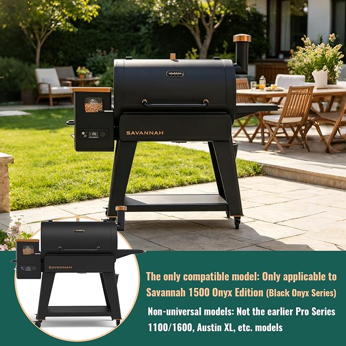 Flame Broiler Kit for Pit Boss Savannah 1500 Onyx Edition,Heat Deflector Plate Compatible with Pit Boss Replacement Parts Savannah Wood Pellet Grill PB500NX,Includes Main Plate and Slide Cover