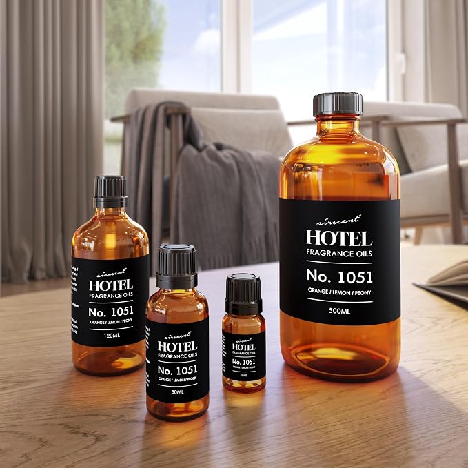 AirScent Citrus Zest Hotel Diffuser Oil No. 1051 - Orange Lemon Peony - Premium Fragrance Oil for Ultrasonic and Waterless Diffusers and Crafting - 500 mL, 16.9 fl oz Glass Bottle