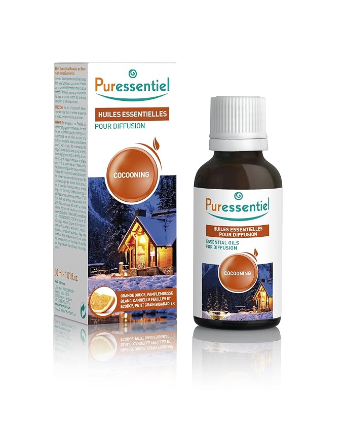 Puressentiel Cocooning Essential Oil Diffusing Blend, Aromatherapy Relief, Calming - 100% Pure & Natural - Therapeutic Grade, Premium & Certified Quality - Made in France – 1.01 fl oz