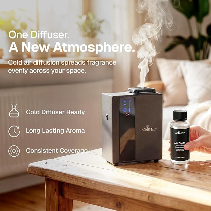 AROMELY My Way Diffuser Oil Blend | Luxury Home Fragrance Oil for Diffusers | Inspired by 1 Hotel | Signature Scent with Notes of Leather, Cardamom, Lemon, Cedarwood, Iris & Amber | 120ml
