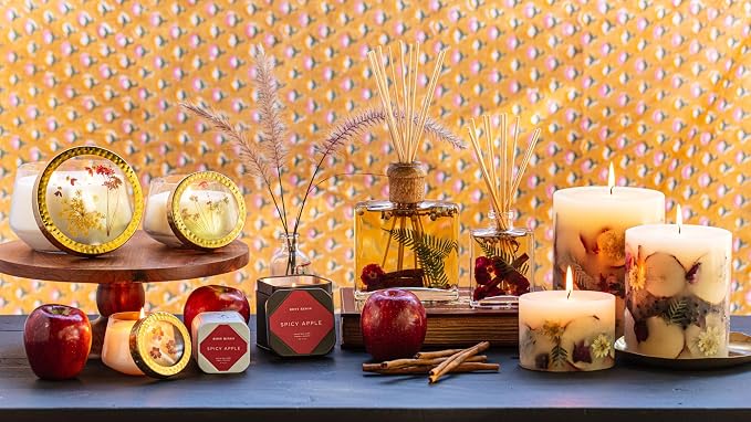Rosy Rings Botanical Spicy Apple 6 oz Reed Diffusers for Home with Aromatherapy Scented Oil Diffuser Sticks, Scented Sticks Home Decor