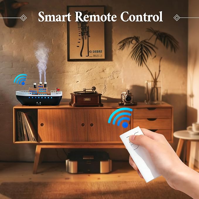 Essential Oil Diffuser 250ml, Ultrasonic Titanic Humidifier with 7 Color LED Lights, Quiet Operation, Auto Shut-Off, Remote Control, Perfect for Home, Office, and Bedroom Decor (Black)