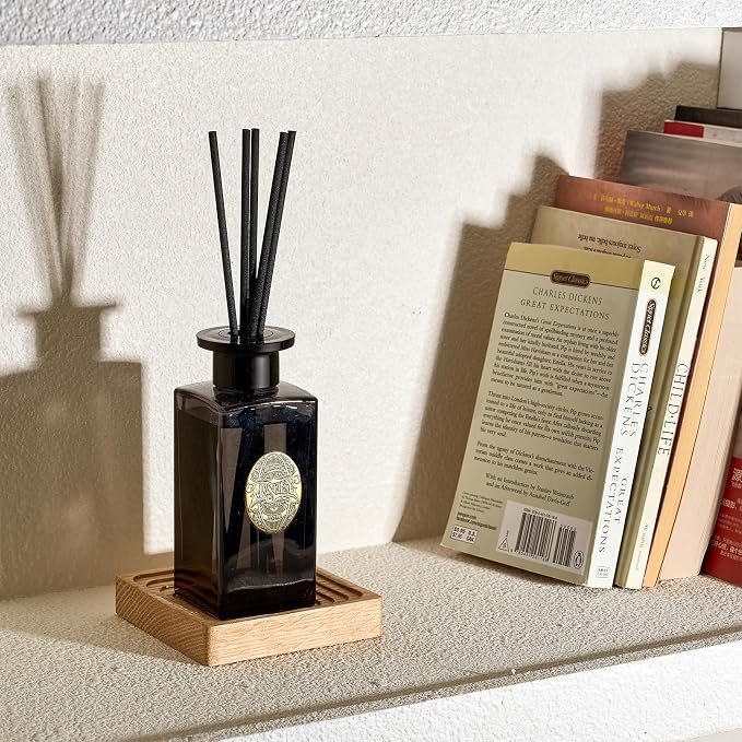 M&SENSE 6.3 oz Large Reed Diffuser Set | Oud Wood Scent Oil Diffuser with Sticks | Hotel Collection Non-Toxic Essential Oil |for Bedroom Bathroom Living Room