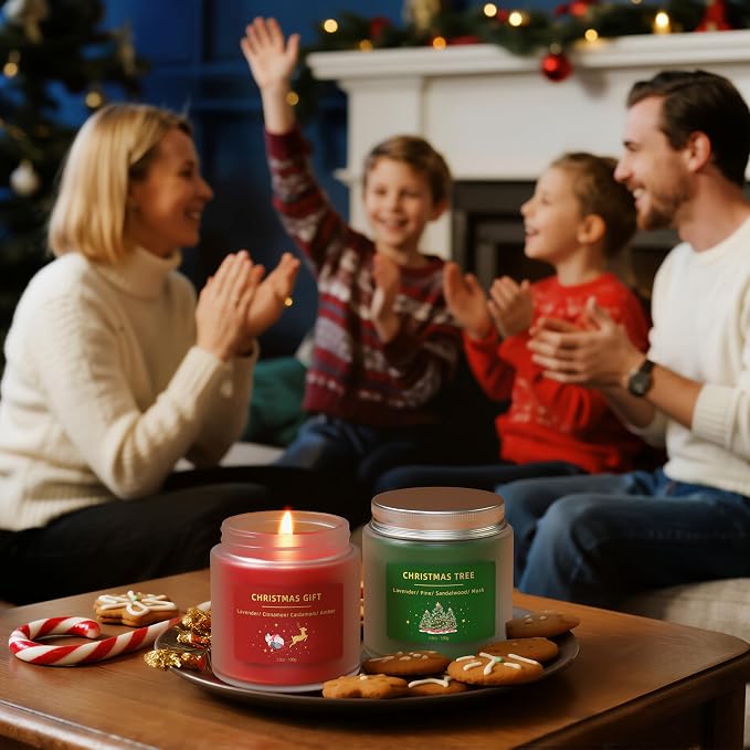 BOYUJK Christmas Candles, Scented Aromatherapy Candles Gift Set for Her and Him, Lavender, Pine, Sandalwood, Musk, Cinnamon, Cardamom, Amber Scent