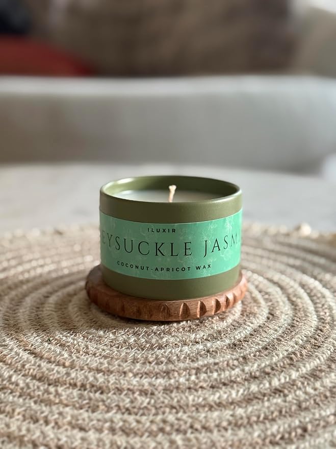Honeysuckle Jasmine, 5 Oz Floral Scented Candle with Premium Coconut Apricot Wax with Lemon,Violet & Wood Notes,Aromatherapy Candle for Living Room, Self-Care & Relaxation, Perfect Luxury Gift