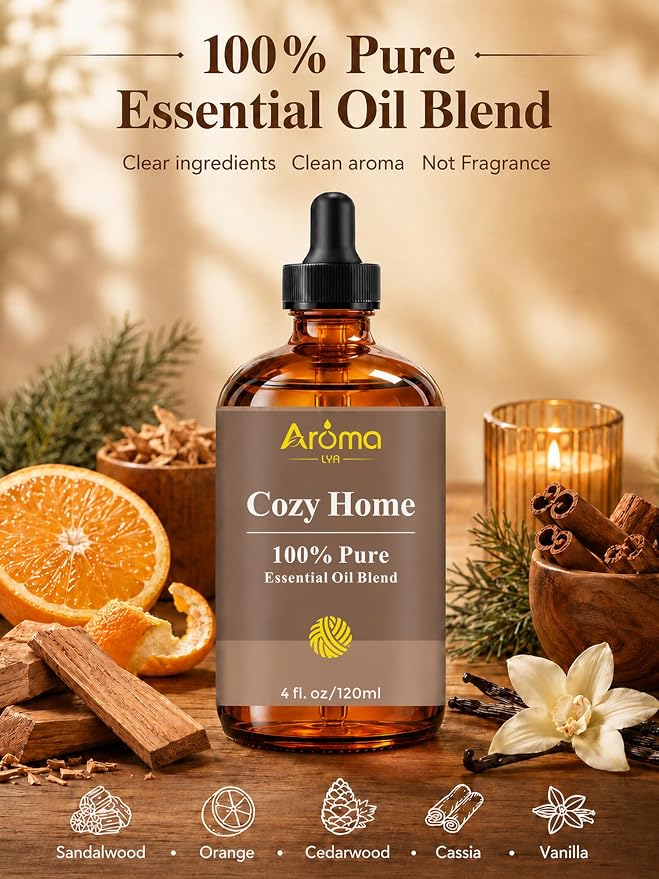 Cozy Home — A 100% Pure Essential Oil Blend Warm-Woods Blend that Makes Your Space Feel Instantly Inviting, Relaxed, and Lived-in—Never Sleepy