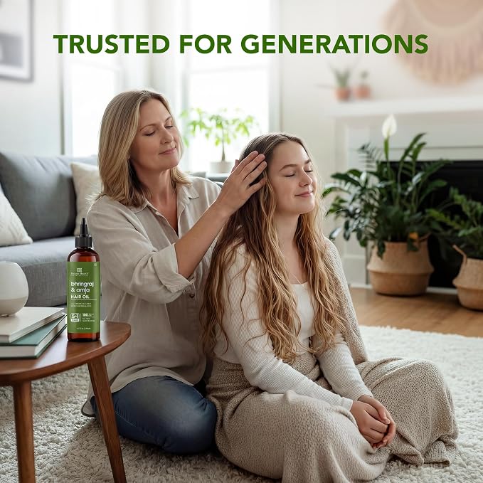 Botanic Hearth Bhringraj & Amla Hair Oil | Nourishing Scalp & Hair Oil for Dry, Frizzy Hair | Supports Fuller-Looking Hair & Shine | Lightweight Botanical Formula | No Harsh Additives | 6.7 fl oz