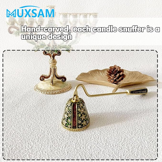 MUXSAM Vintage Candle Snuffer, Handheld Candle Extinguisher with Long Handle Wick Flame Snuffer Metal Candle Accessory for Home Decoration, Star Diamond