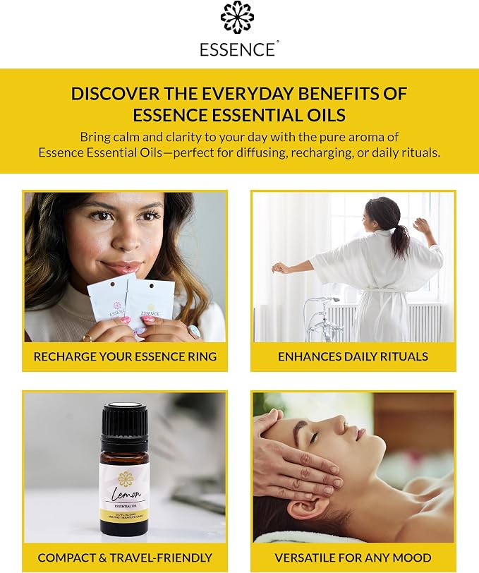 Essence Lemon Essential Oil, 5 ml | Aromatherapy Oil for Diffusers & Personal Use | Natural Fragrance for Relaxation, Clarity & Wellness | Made in USA | Citrusy & Uplifting Scent
