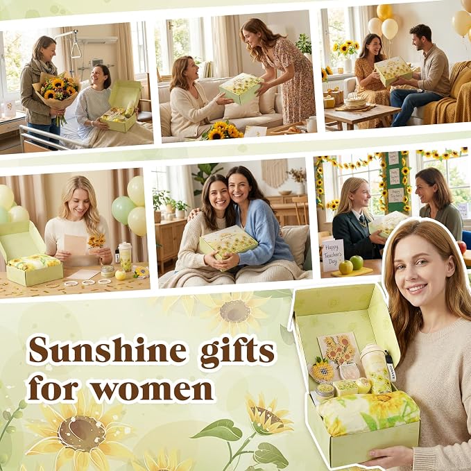 Get Well Gifts for Women Sunflower Gift Basket Get Well Soon Care Package, Self Care Spa Gift Set Recovery After Surgery Teacher Appreciation Birthday Thinking of You for Mom Sister Friend