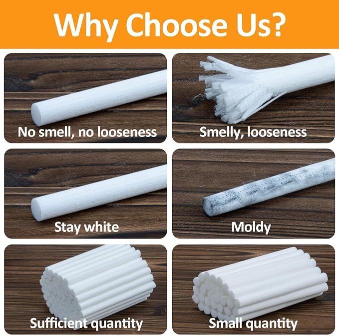 60PCS Humidifier Stick Filter Refill - 6In Humidifier Filter Sticks Air Diffuser Pure Wicks Refill Cotton Filter Stick Replacement Wicks for Small Portable Diffuser in Office Bedroom Home