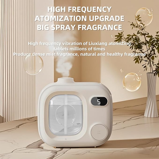 Waterless Essential Oil Diffuser Ultrasonic Essential Oil Diffuser for Home Large Rooms Bathroom Hotel Office Car - Cordless with 5 Mist Levels Waterless Difusor Aroma 360 Fragrance Machine