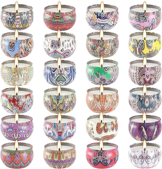 YOROXRG 24Pack Scented Candles,Soy Wax Jar Candles,Aromatherapy Candles for Home 2.5 OZ Scented Candles for Mom for Christmas Candles, Birthday, Thanksgiving, Mother's Day,Valentine'sDay
