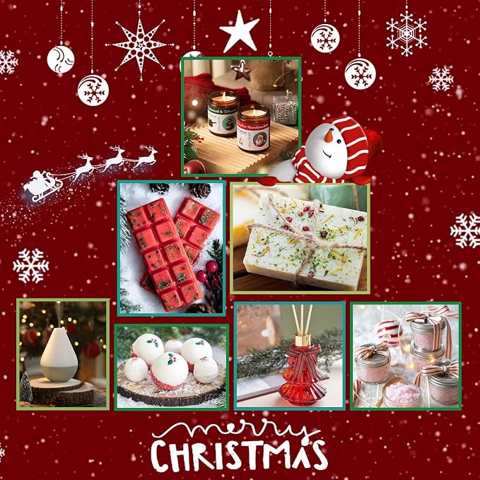 WUSEONY Christmas Fragrance Oils Set, Essential Oils for Diffusers Home, Aromatherapy Oils Gift for Candle Making - Christmas Tree, Apple Cinnamon, Gingerbread, Candy Cane, Sugar Cookie, Hot Chocolate