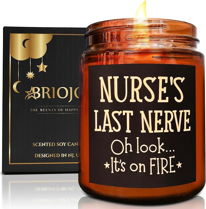 Funny Gifts for Nurse Women Men - Nurse's Last Nerve Relaxing Soy Candle for Her Mom Sister - Birthday Mothers Day RN Graduation Nurse Week Appreciation Thank You Gift for Friend Coworker Boss
