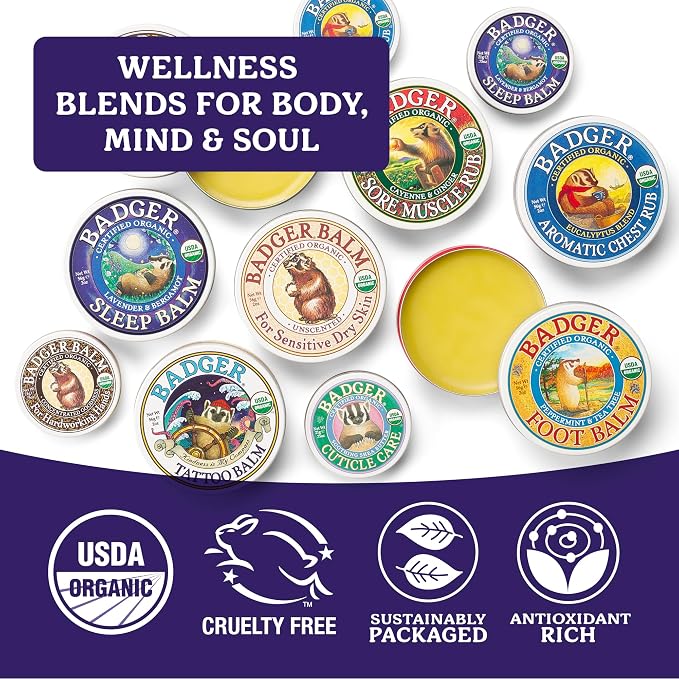Badger Sleep Balm, Organic Essential Oil Aromatherapy Natural Sleep Balm for Adults & Kids, Relaxing & Calming Lavender & Bergamot Natural Sleep Support, .75 oz Tin, 2-Pack