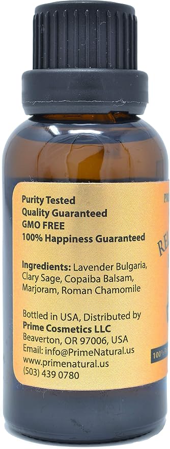 PRIME NATURAL Sleep & Relaxation Essential Oil Blend 30ml/1oz - by Prime Natural - Made in USA - Pure Undiluted Therapeutic Grade - Aromatherapy Scents & Diffuser - Grounding, Calming, Peace