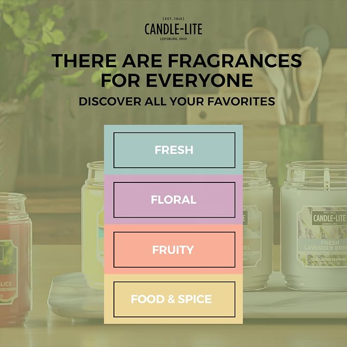 CANDLE-LITE Scented Ocean Blue Mist Fragrance, One 18 oz. Single-Wick Aromatherapy Candle with 110 Hours of Burn Time, Light Color
