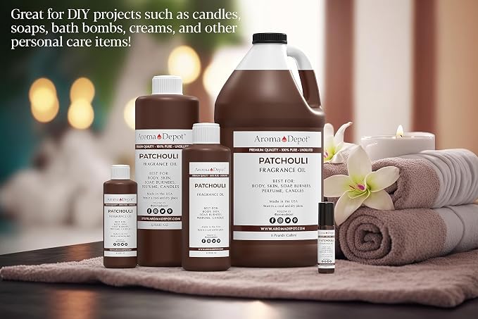 Aroma Depot Patchouli 30 ml Fragrance Oil I Perfume I Skin Oil I Scented Oil. DIY Projects Such as Candles, Bath Bombs, Body Butters, Creams & Lotions. Few Drops in The Diffuser, Burners, or Warmers.